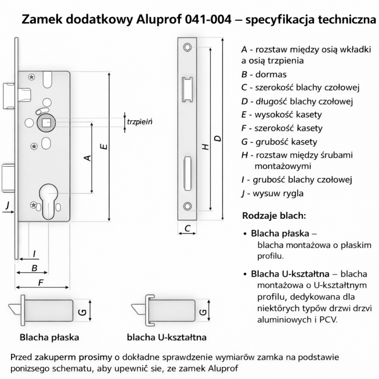 Zamek Aluprof KARO 041-005 /, 92/30mm, blacha U 6x24mm