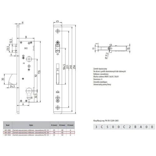 Zamek rolkowo-zasuwkowy Aluprof KARO 041-007 92/30mm
