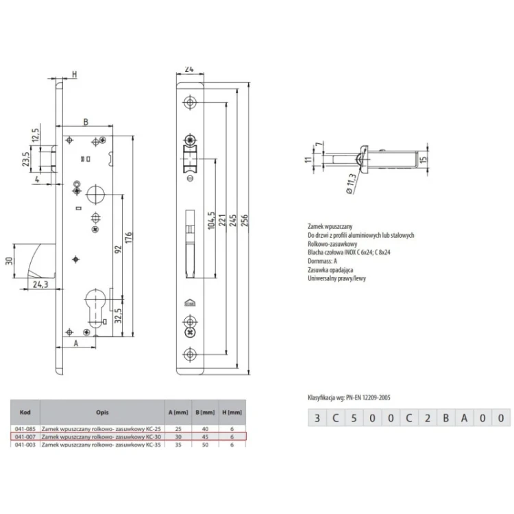 Zamek rolkowo-zasuwkowy Aluprof KARO 041-007 92/30mm