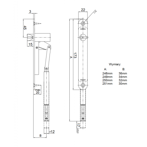 Kantrygiel półautomatyczny ASSA ABLOY 2396