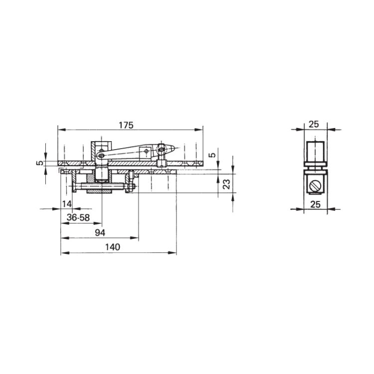 Samozamykacz podłogowy GEZE TS 500 N EN3 komplet