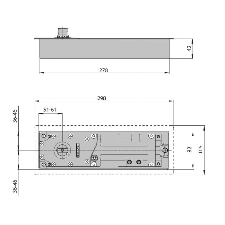 Samozamykacz podłogowy GEZE TS 500 N EN3 komplet